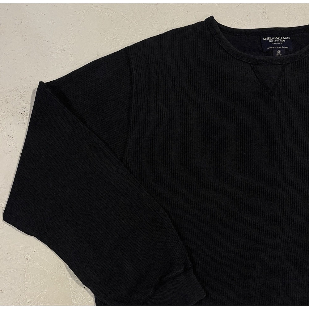 VINTAGE American Eagle Sweater‎ Mens XL Waffle Knit Crew Neck Pullover Blue - Picture 5 of 11